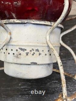 VINTAGE Railroad Lantern N & W Railroad NORFOLK WESTERN RED ETCHED GLOBE RARE