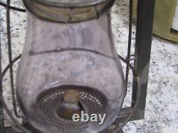 VINTAGE S. G. & L. C9 RAILROAD LANTERN WithLAVENDER GLOBE