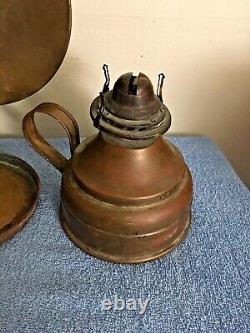 VINTAGE UNION PACIFIC RAILROAD EMBOSSED TRAIN WALL OIL LAMP & STAND With REFLECTOR