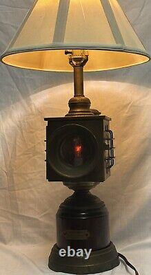 VNTG HOUSATONIC RAILROAD CO 1852 Table Lamp Brass Wood DBL Light Source NO Shade