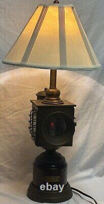 VNTG HOUSATONIC RAILROAD CO 1852 Table Lamp Brass Wood DBL Light Source NO Shade