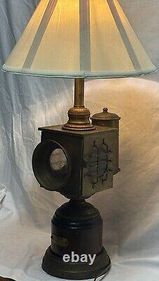 VNTG HOUSATONIC RAILROAD CO 1852 Table Lamp Brass Wood DBL Light Source NO Shade