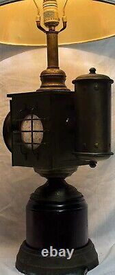 VNTG HOUSATONIC RAILROAD CO 1852 Table Lamp Brass Wood DBL Light Source NO Shade