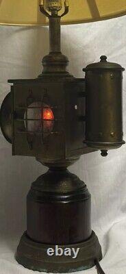 VNTG HOUSATONIC RAILROAD CO 1852 Table Lamp Brass Wood DBL Light Source NO Shade