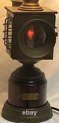 VNTG HOUSATONIC RAILROAD CO 1852 Table Lamp Brass Wood DBL Light Source NO Shade