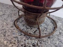VTG Adlake Reliable Railroad Lantern NY, NH, & H Red Embossed Globe New Haven RR
