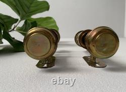 VTG Carriage Brass & Glass Candle Lantern Railroad Car Train Wall Sconce Pr READ