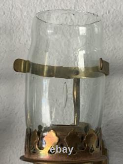 VTG Carriage Brass & Glass Candle Lantern Railroad Car Train Wall Sconce Pr READ