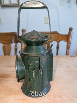 VTG Chapman Bros Brittish Railroad Signal Lamp Green WWII Three Colored Lens