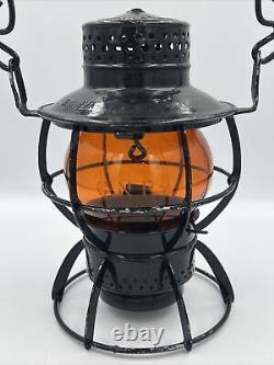 VTG DRESSEL ARLINGTON GNRY GREAT NORTHERN RAILROAD LANTERN With AMBER ETCHED GLOBE