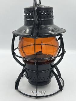 VTG DRESSEL ARLINGTON GNRY GREAT NORTHERN RAILROAD LANTERN With AMBER ETCHED GLOBE