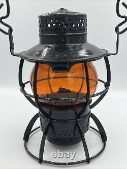 VTG DRESSEL ARLINGTON GNRY GREAT NORTHERN RAILROAD LANTERN With AMBER ETCHED GLOBE