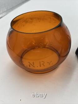 VTG DRESSEL ARLINGTON GNRY GREAT NORTHERN RAILROAD LANTERN With AMBER ETCHED GLOBE