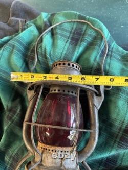 VTG Dietz Vesta Railroad Lantern NYCS Stamped Matching Red Corning Cast Globe