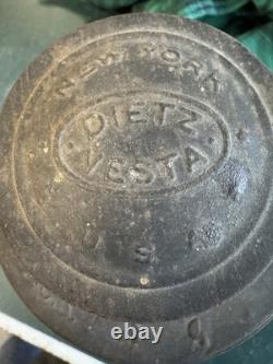 VTG Dietz Vesta Railroad Lantern NYCS Stamped Matching Red Corning Cast Globe