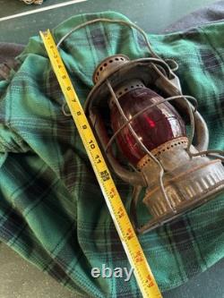 VTG Dietz Vesta Railroad Lantern NYCS Stamped Matching Red Corning Cast Globe