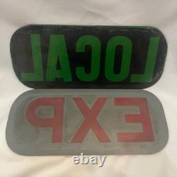 VTG RR Railroad Train Bus Subway Signal Lantern Lamp EXP & LOCAL Glass Lens Sign VTG RR Railroad Train Bus Subway Signal Lantern Lamp EXP & LOCAL Glass Lens Sign