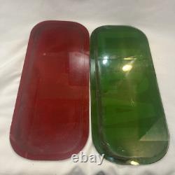 VTG RR Railroad Train Bus Subway Signal Lantern Lamp EXP & LOCAL Glass Lens Sign