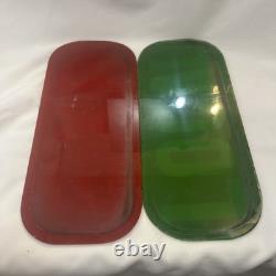 VTG RR Railroad Train Bus Subway Signal Lantern Lamp EXP & LOCAL Glass Lens Sign