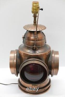 VTG Railfinders Handlan Railroad Table Switch Lamp #152 Antique Copper Finish