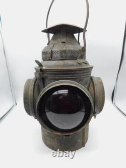 VTG The Non Sweating ADLAKE 4 WAY BLUE & RED Lenses RAILROAD Lantern Chicago -TF