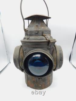 VTG The Non Sweating ADLAKE 4 WAY BLUE & RED Lenses RAILROAD Lantern Chicago -TF