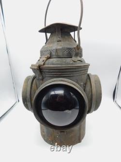 VTG The Non Sweating ADLAKE 4 WAY BLUE & RED Lenses RAILROAD Lantern Chicago -TF
