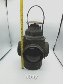 VTG The Non Sweating ADLAKE 4 WAY BLUE & RED Lenses RAILROAD Lantern Chicago -TF