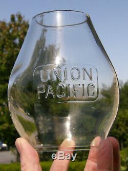 Very Rare Union Pacific Small Box Logo Cast Railroad Lantern Globe Very Nice
