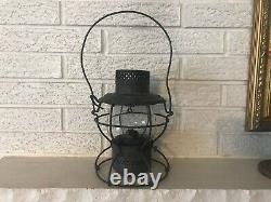 Vintage 1922 Handlan Pennsylvania Railroad Lantern Lamp With Etched Prr Globe