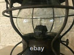 Vintage 1922 Handlan Pennsylvania Railroad Lantern Lamp With Etched Prr Globe