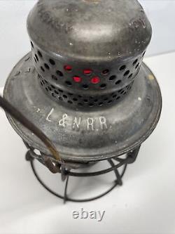 Vintage 1925 Armspear Manf'g Railroad Lantern L&N Original Red Etched Globe