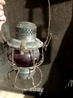 Vintage 1925 Railroad Oil Lamp (Red)