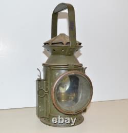 Vintage 1944 RAILROAD TRAIN OIL LAMP Signal Pratt Antique With Red Blue Lens