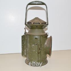 Vintage 1944 RAILROAD TRAIN OIL LAMP Signal Pratt Antique With Red Blue Lens
