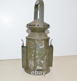 Vintage 1944 RAILROAD TRAIN OIL LAMP Signal Pratt Antique With Red Blue Lens