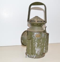 Vintage 1944 RAILROAD TRAIN OIL LAMP Signal Pratt Antique With Red Blue Lens