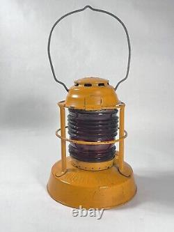 Vintage 1950s DIETZ Night Watch Railroad Lamp Lantern with Fresnel Red Glass Globe
