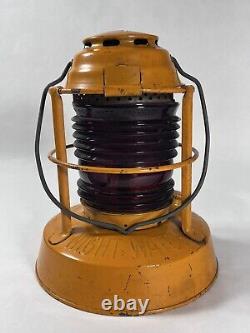 Vintage 1950s DIETZ Night Watch Railroad Lamp Lantern with Fresnel Red Glass Globe