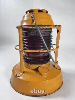 Vintage 1950s DIETZ Night Watch Railroad Lamp Lantern with Fresnel Red Glass Globe