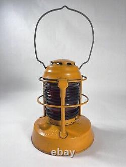Vintage 1950s DIETZ Night Watch Railroad Lamp Lantern with Fresnel Red Glass Globe