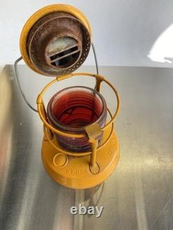 Vintage 1950s DIETZ Night Watch Railroad Lamp Lantern with Fresnel Red Glass Globe