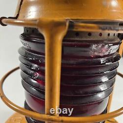 Vintage 1950s DIETZ Night Watch Railroad Lamp Lantern with Fresnel Red Glass Globe