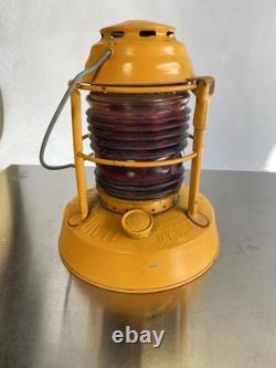Vintage 1950s DIETZ Night Watch Railroad Lamp Lantern with Fresnel Red Glass Globe