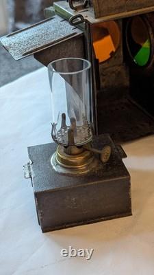 Vintage 3-way Railway Signal Oil Lamp Lantern with burner