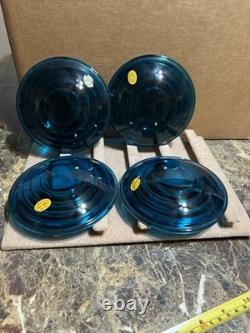Vintage 4 NOS CORNING MADE IN U. S. A 5 D F. R. 1935 Blue Railroad Lamp Lens