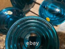 Vintage 4 NOS CORNING MADE IN U. S. A 5 D F. R. 1935 Blue Railroad Lamp Lens