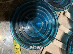 Vintage 4 NOS CORNING MADE IN U. S. A 5 D F. R. 1935 Blue Railroad Lamp Lens