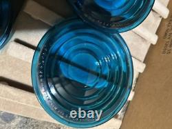 Vintage 4 NOS CORNING MADE IN U. S. A 5 D F. R. 1935 Blue Railroad Lamp Lens