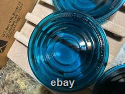 Vintage 4 NOS CORNING MADE IN U. S. A 5 D F. R. 1935 Blue Railroad Lamp Lens
